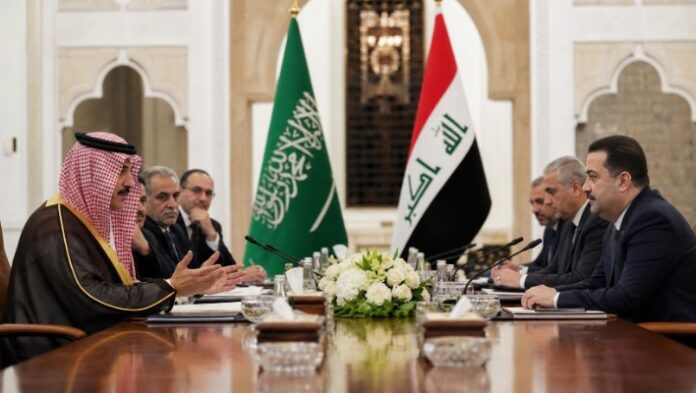 Saudi intelligence chief Khalid Al-Humaidan meeting Iraqi Prime Minister Ali al-Zaidi in Baghdad